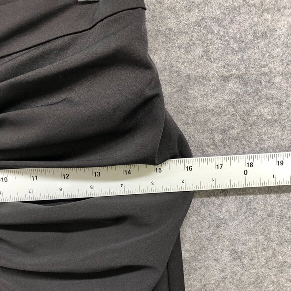 Gracia Ruched Zipper Front Midi Skirt Womens S Black Ruffle Bodycon Avant Garde - Picture 8 of 11